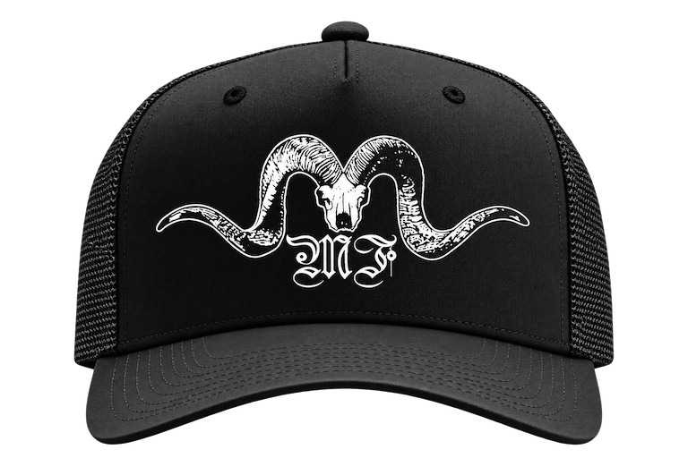 Moon-Fever-Black-Trucker-Cap-with-Ram-Skull-Emblem